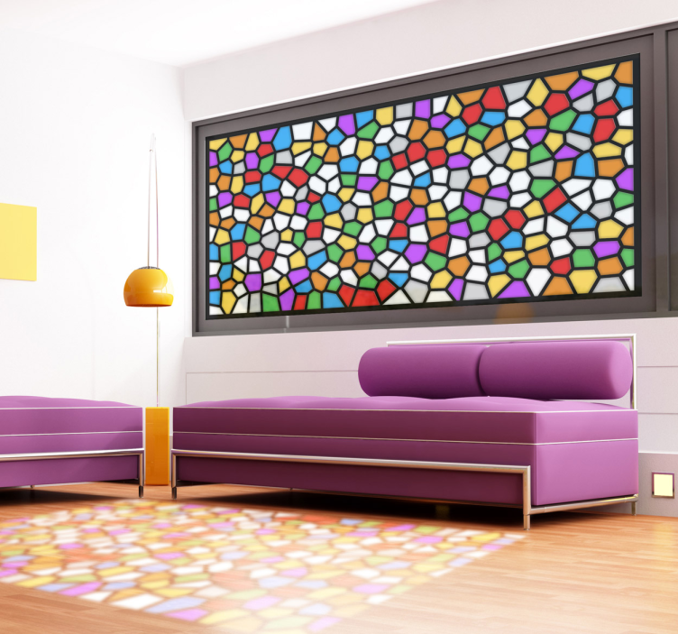 Coloured stain glass mosaic window sticker - TenStickers