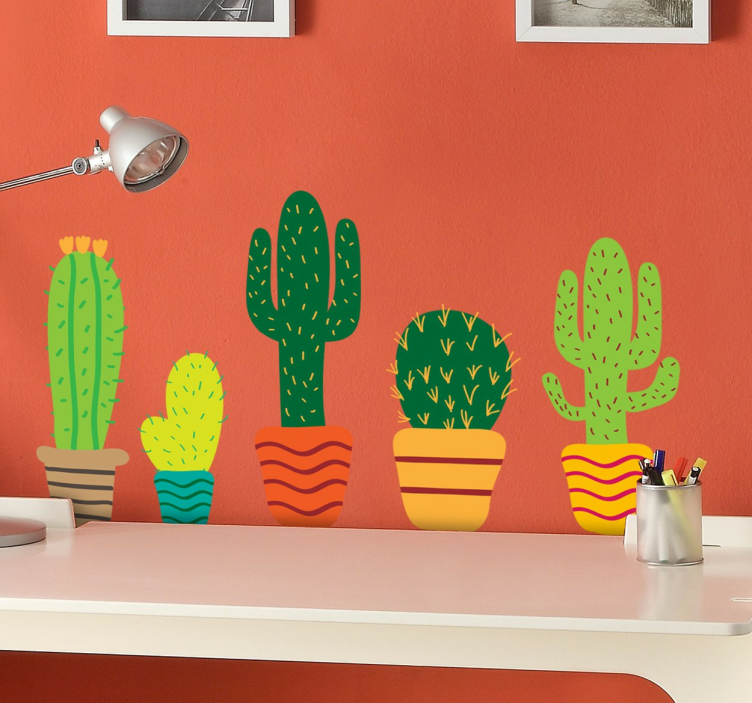 Colorful cacti plant wall sticker - TenStickers