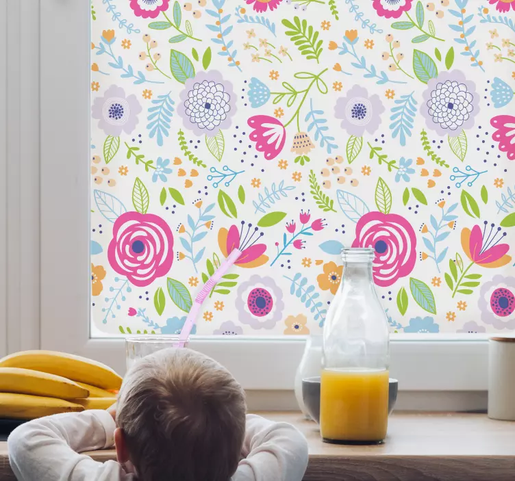 Colourful Flowers  window sticker - TenStickers