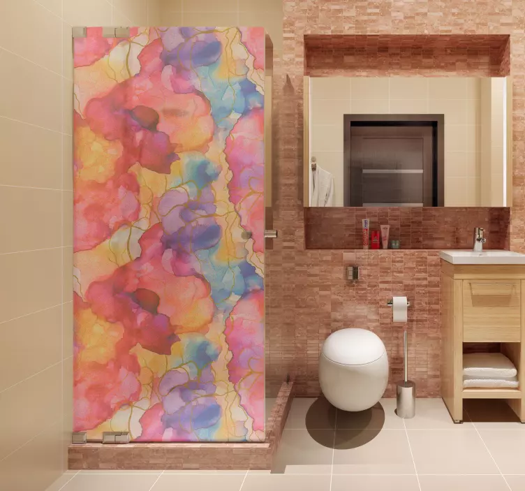 Colourful marble texture shower wall decal - TenStickers