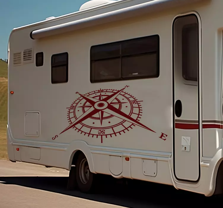 Compass in perspective campervan decal - TenStickers