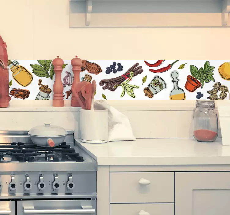 Condiments and spices wall border sticker - TenStickers