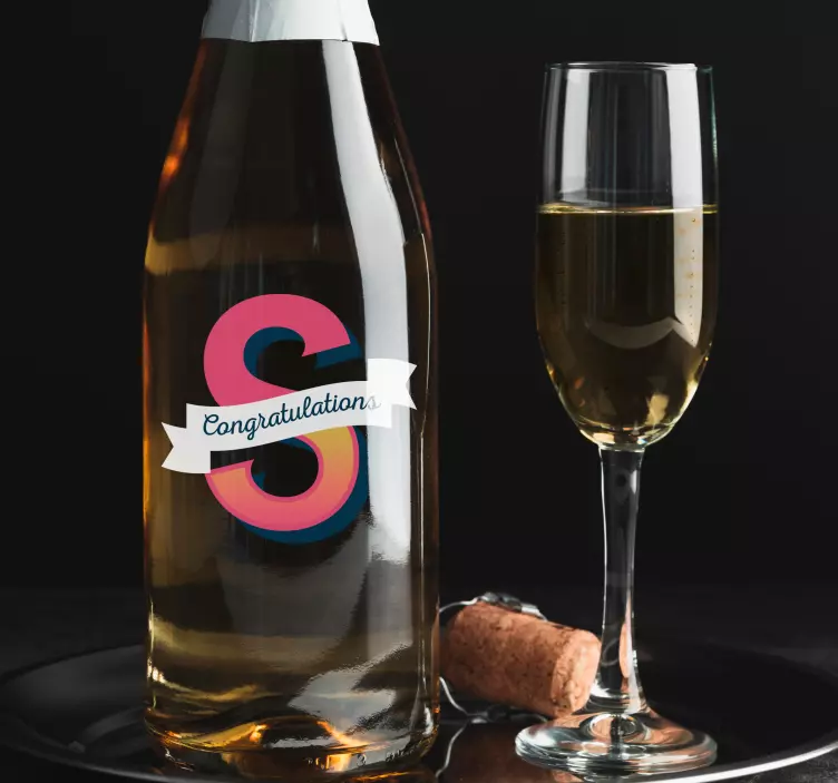 Congratulation Bottle Initial appliance sticker - TenStickers