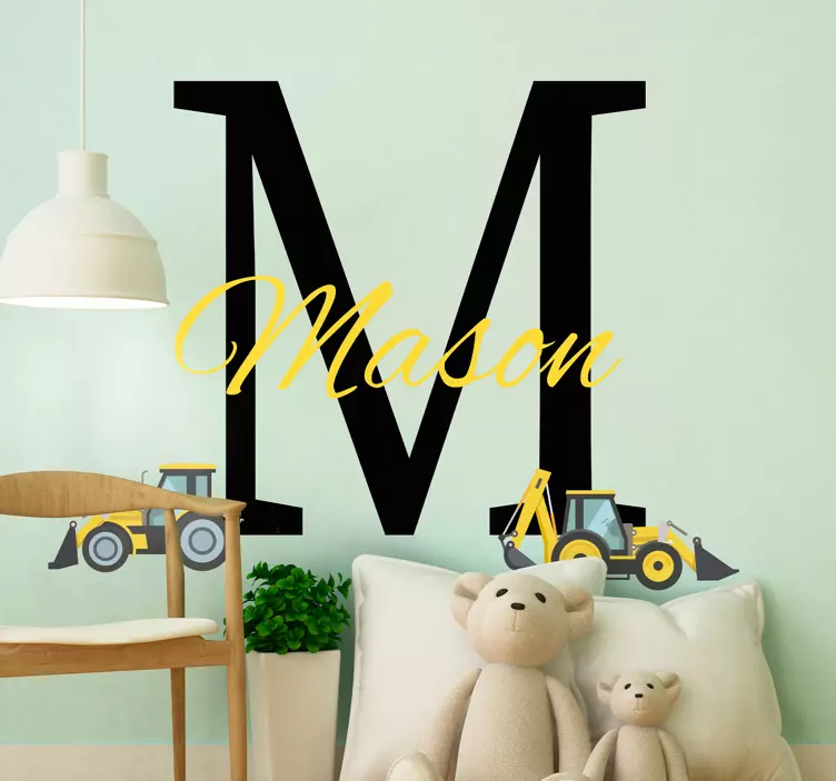 Construction Theme Initial wall sticker for kids - TenStickers