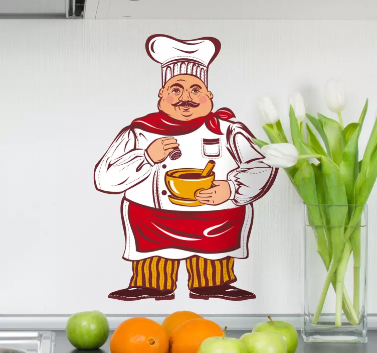 Cook Illustration Wall Sticker - TenStickers
