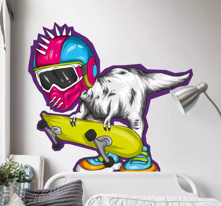 Cool dino skater wall sticker - TenStickers