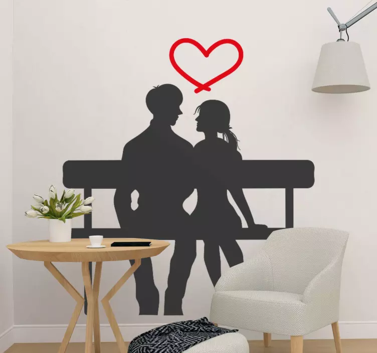 Couple Silhouette Heart love sticker - TenStickers
