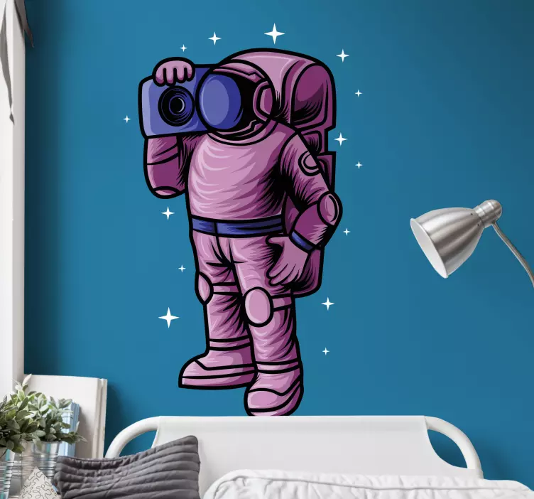 Space wall sticker curious astronaut exploring - TenStickers