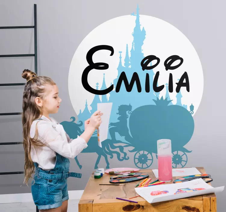 Blue fairytale with name wall sticker for kids - TenStickers