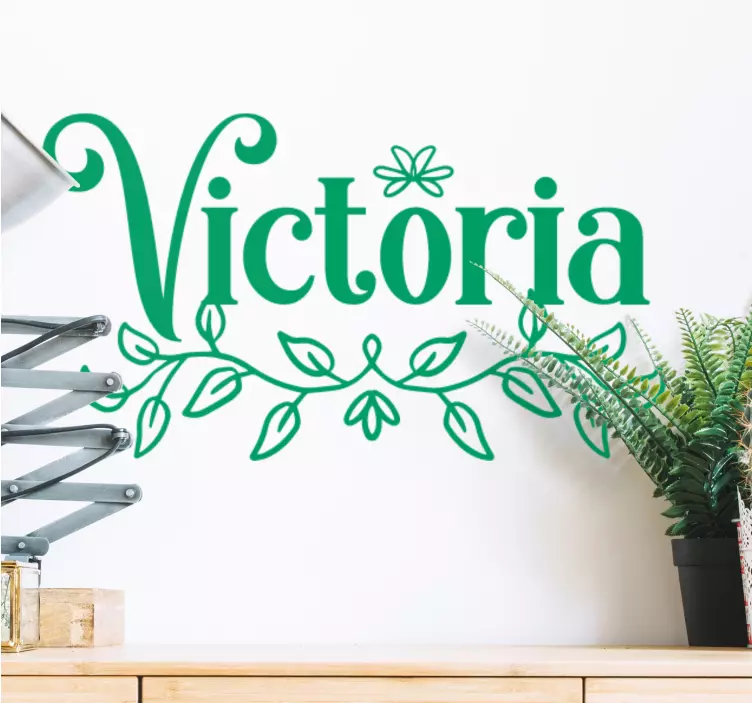 Custom name with leaf personalised sticker - TenStickers