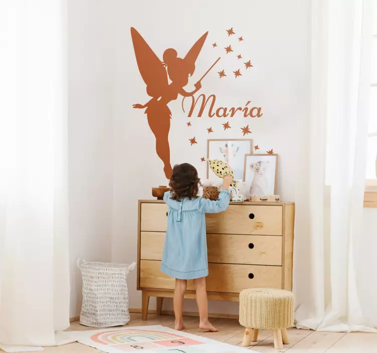 Custom tinker bell silhouette fairy wall sticker - TenStickers