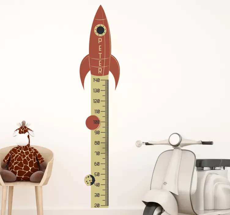 Customisable Rocket space height Chart wall sticker - TenStickers