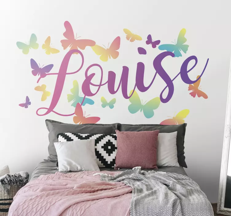 Customizable Name Fluttering Butterflies quote wall sticker - TenStickers