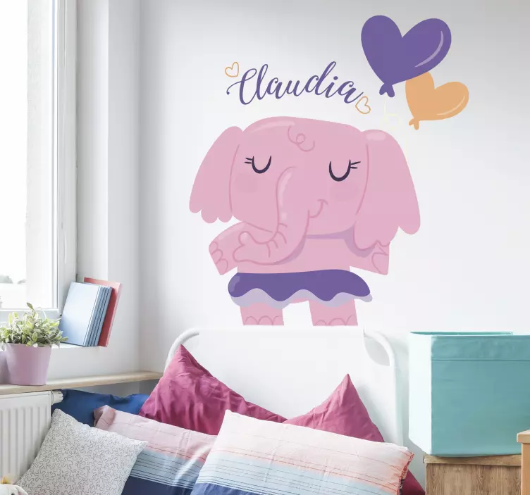 Customized Cute Elephant wall sticker for kids - TenStickers