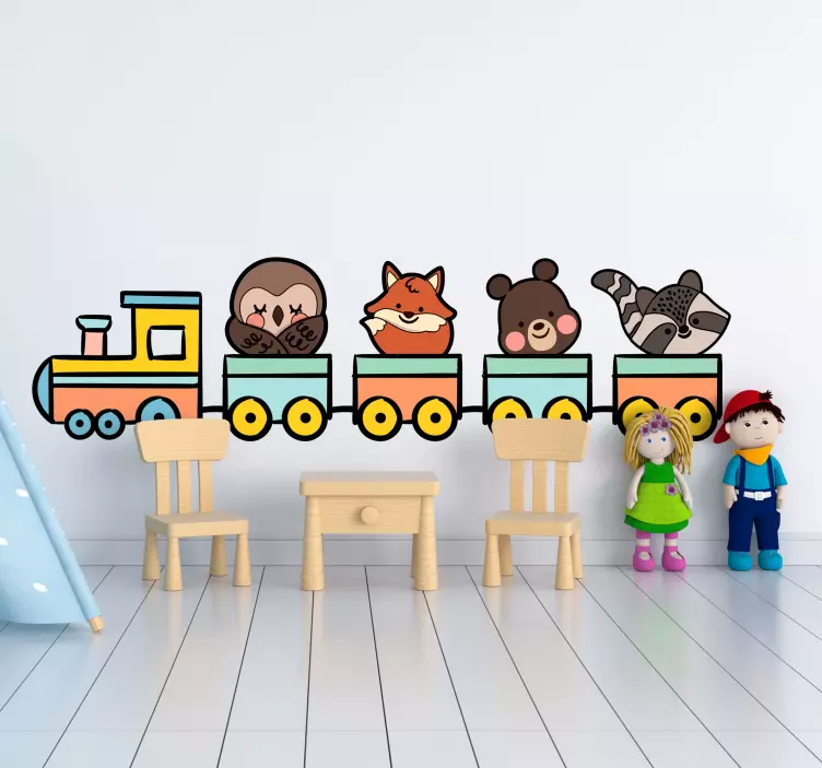 Cute Animal Train wall sticker for kids - TenStickers
