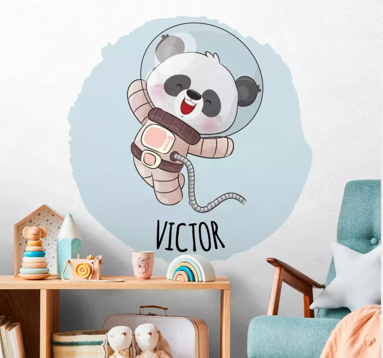 Cute Astronaut Panda wall sticker for kids - TenStickers