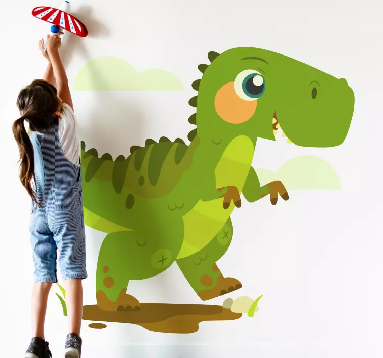 Cute baby dinosaur cartoon dinosaur sticker - TenStickers