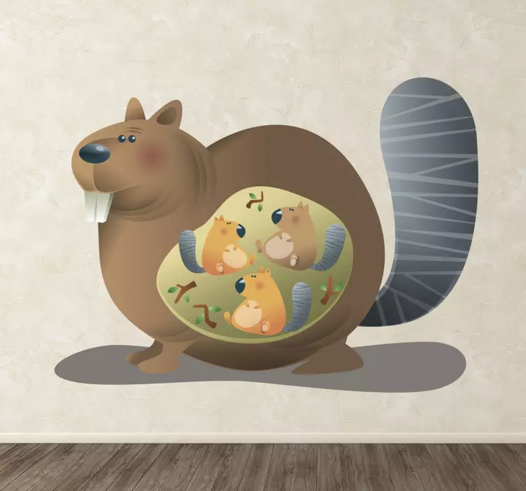 Cute Beaver Family petsticker - TenStickers