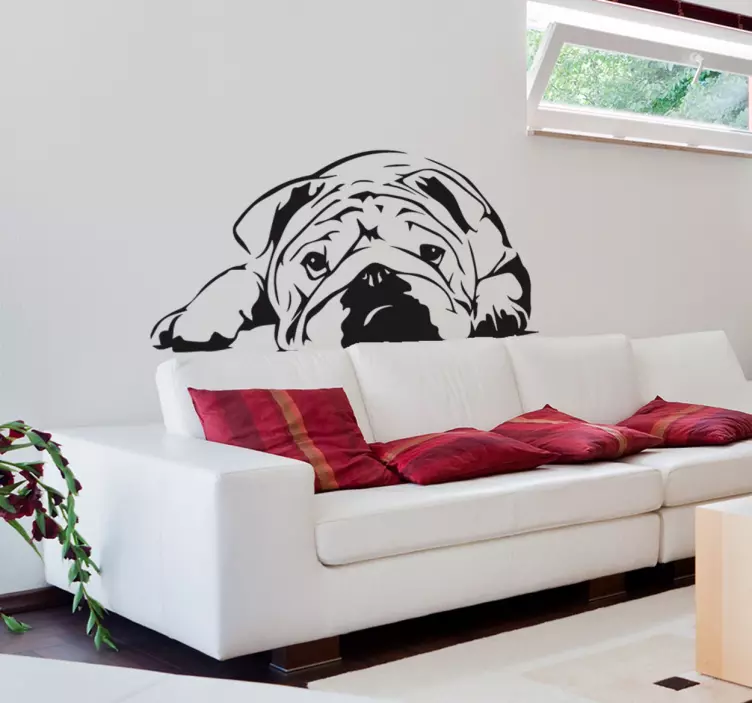 Cute Bulldog Illustration Wall Sticker - TenStickers