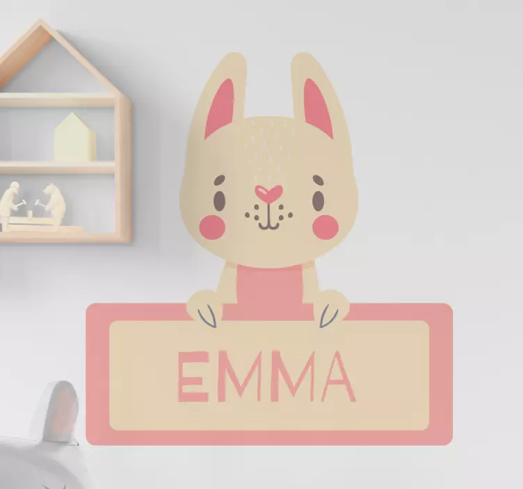 Bunny with name children's wall sticker - TenStickers