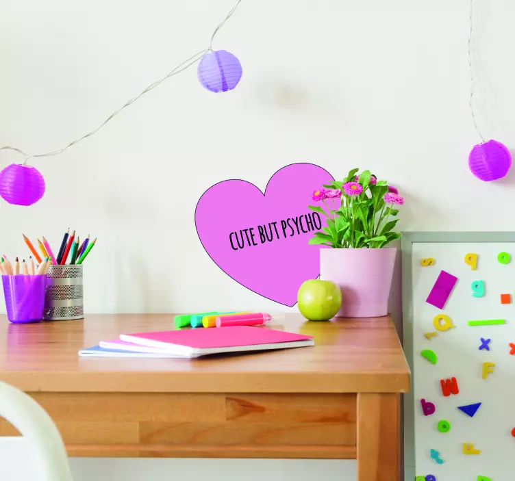 Cute but Psycho Love Sticker - TenStickers