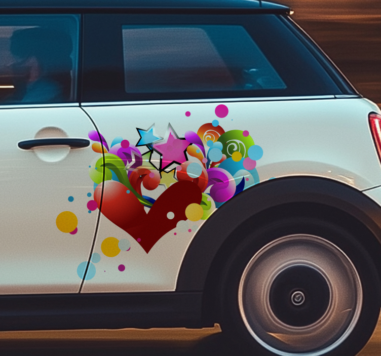 Cute colored heart car sticker - TenStickers
