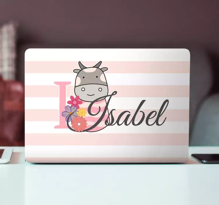 Cow emblem with name laptop skin - TenStickers