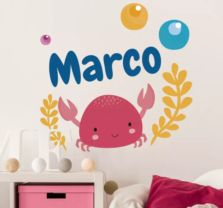 Cute Crab Personalization animal wall sticker - TenStickers
