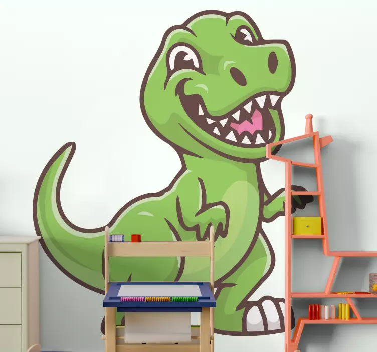 Cute cartoon tyrannosaurus dinosaur wall sticker - TenStickers