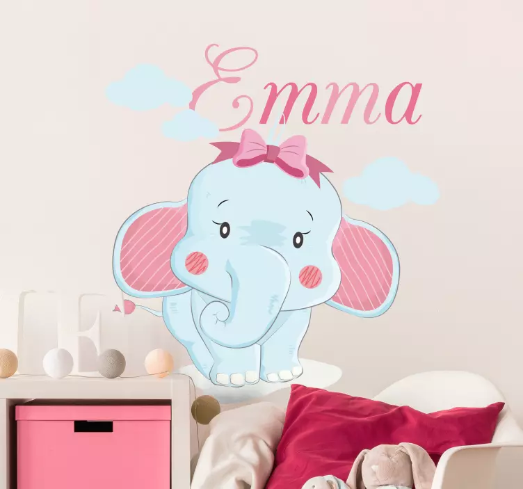 Cute Elephant Character wall sticker for kids - TenStickers