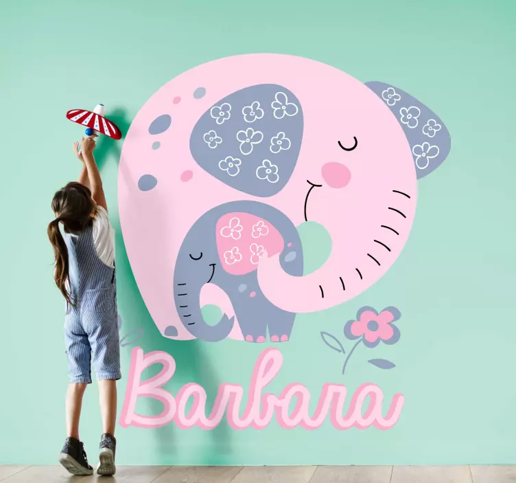 Cute Elephant Family wall sticker for kids - TenStickers