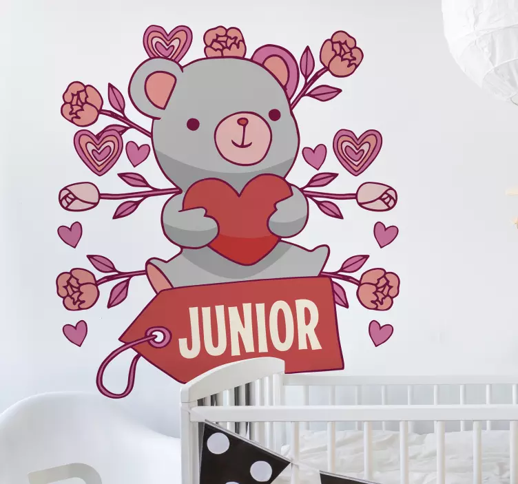 Cute Heartfelt Bear wall sticker for kids - TenStickers