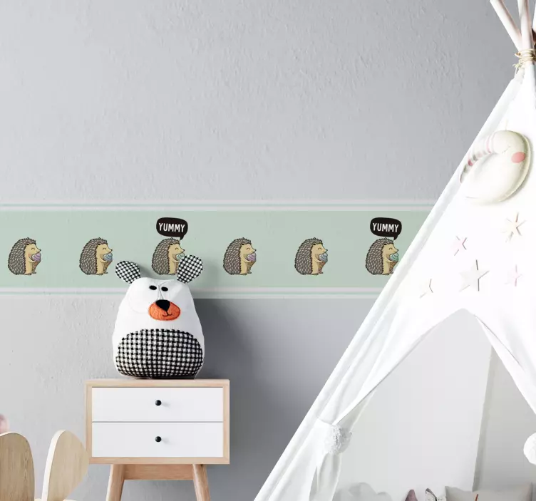 Cute Hedgehog Collection wall border sticker - TenStickers