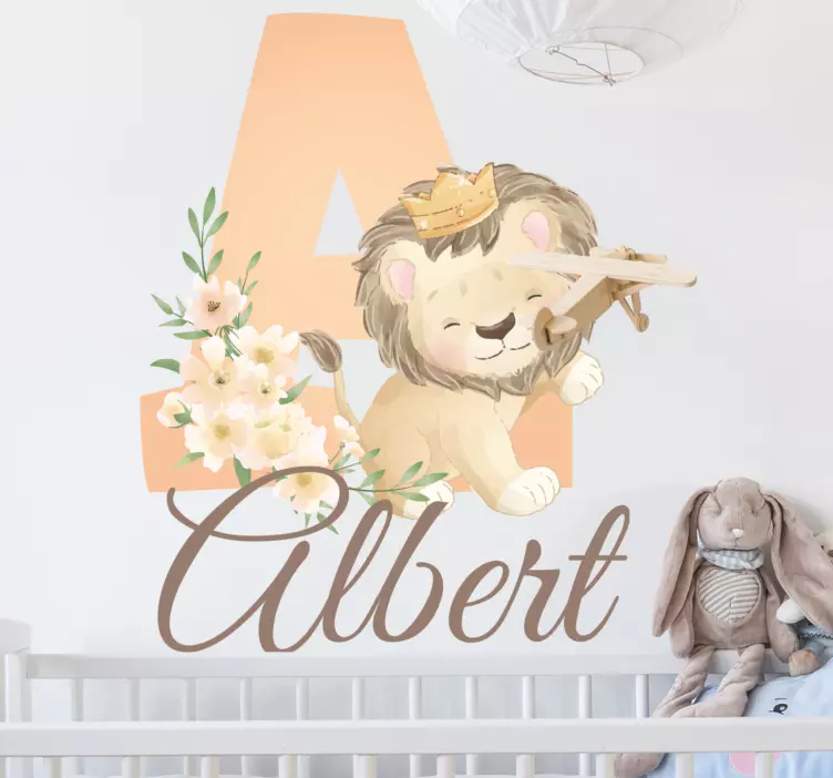 Cute Lion Illustration wall sticker for kids - TenStickers