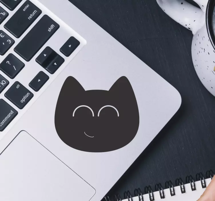 Cute monocolor cat head laptop skins - TenStickers