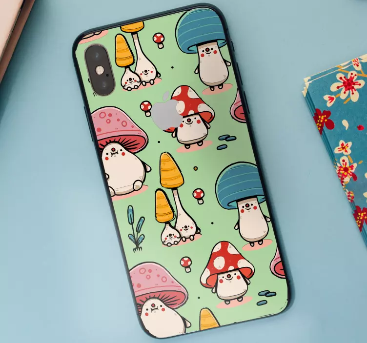 Cute Mushroom Creatures iPhone sticker - TenStickers