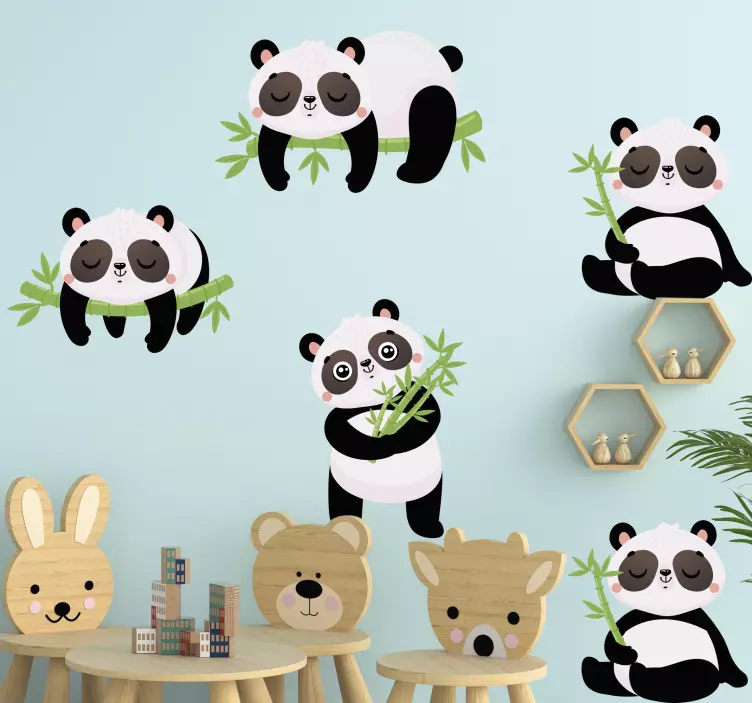Cute panda illustrations wall sticker - TenStickers