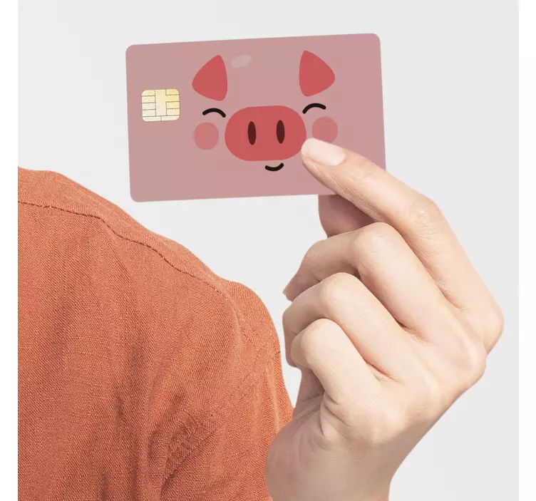 Cute pig farm animal bank card sticker - TenStickers