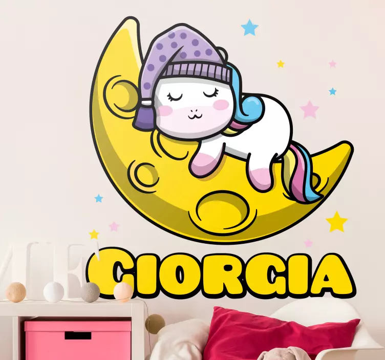 Cute Sleeping Unicorn wall sticker for kids - TenStickers