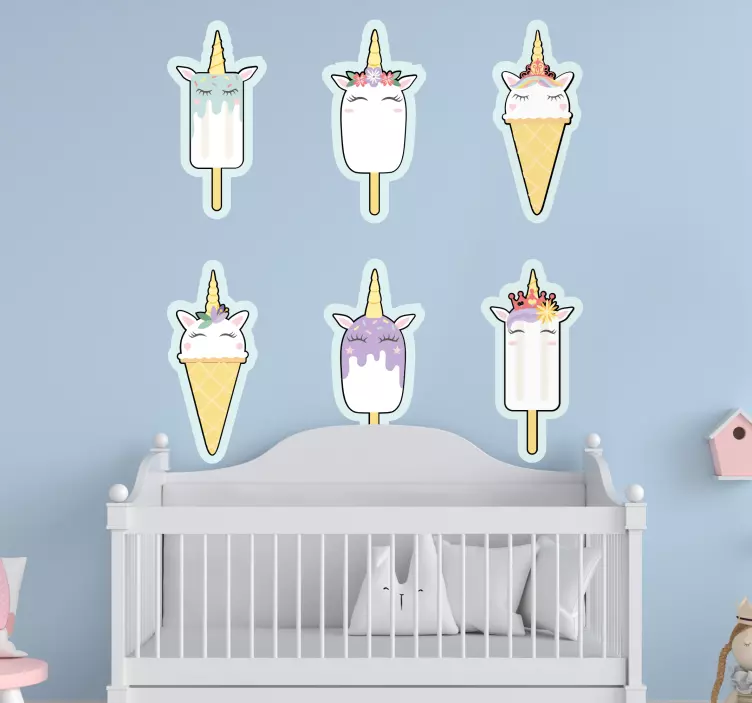 Ice cream unicorns wall sticker for kids - TenStickers