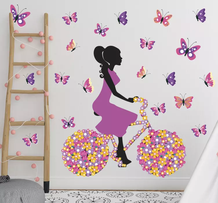 Colourful flying living room butterfly wall sticker - TenStickers