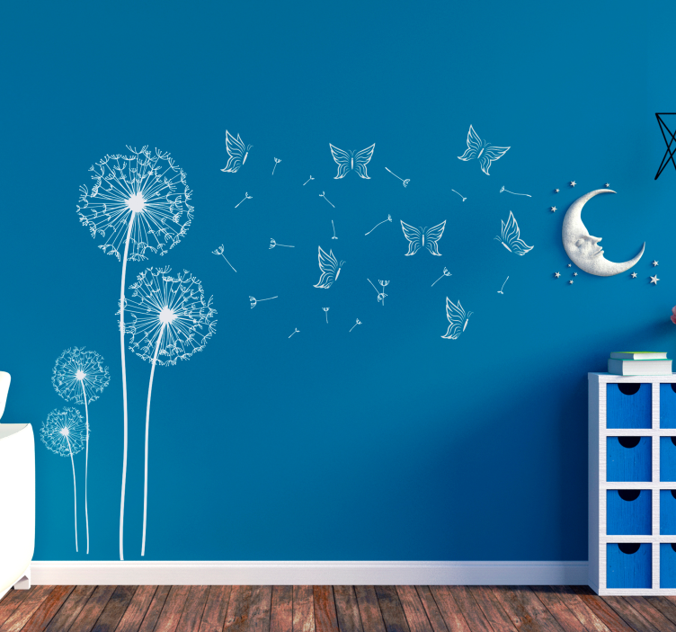 Dandelion and butterfly wall sticker for bedroom - TenStickers