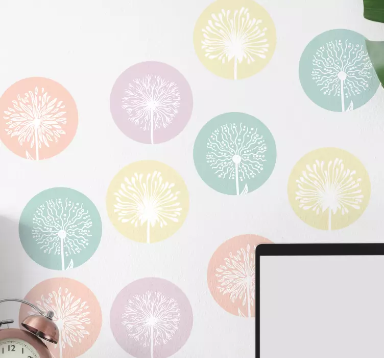 Dandelion circle shapes wall sticker - TenStickers