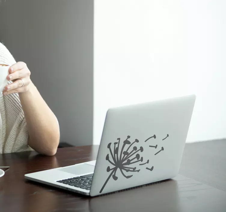 Dandelion flower silhouette laptop sticker - TenStickers