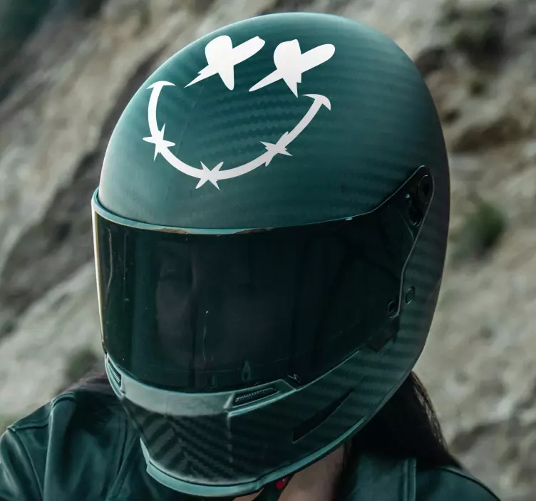 Dead smile emoji motorbike sticker - TenStickers