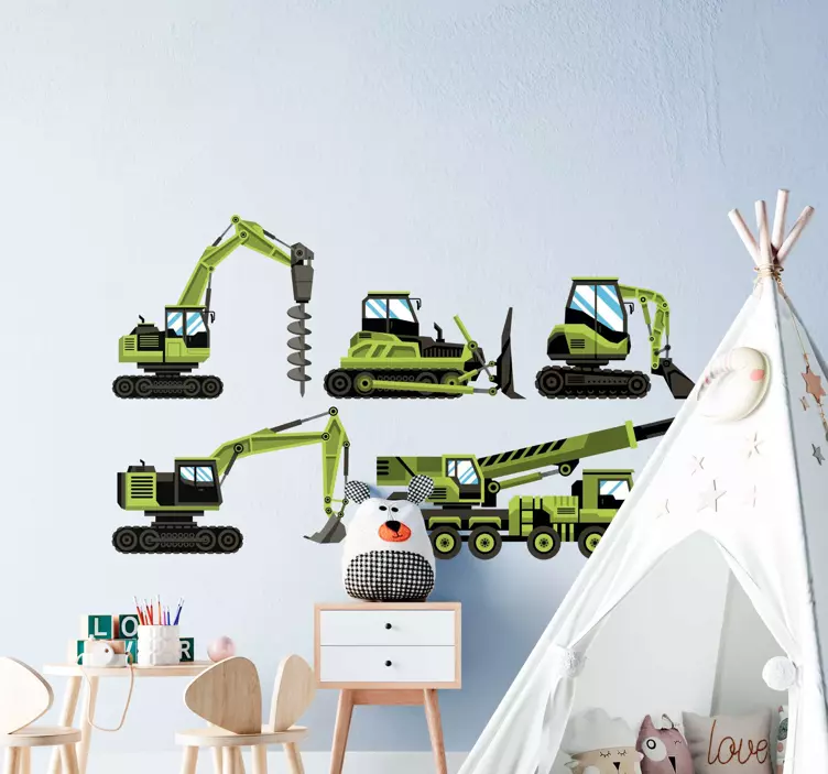 Decoration wall sticker construction vehicle set - TenStickers
