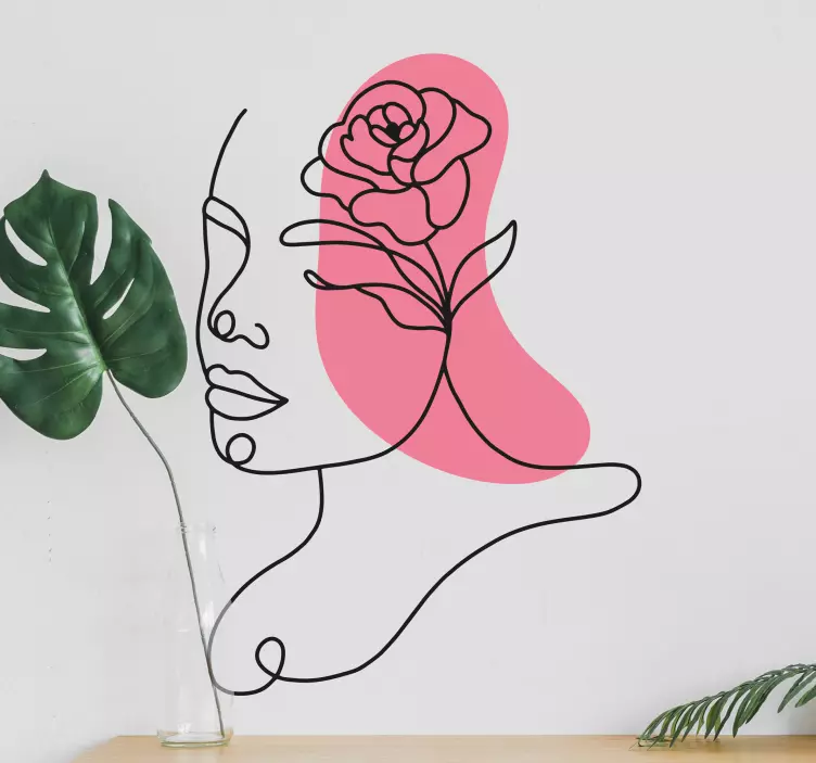 Decoration wall sticker stylized floral profile - TenStickers