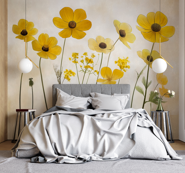 Delicate Helenium flowers wall sticker for bedroom - TenStickers
