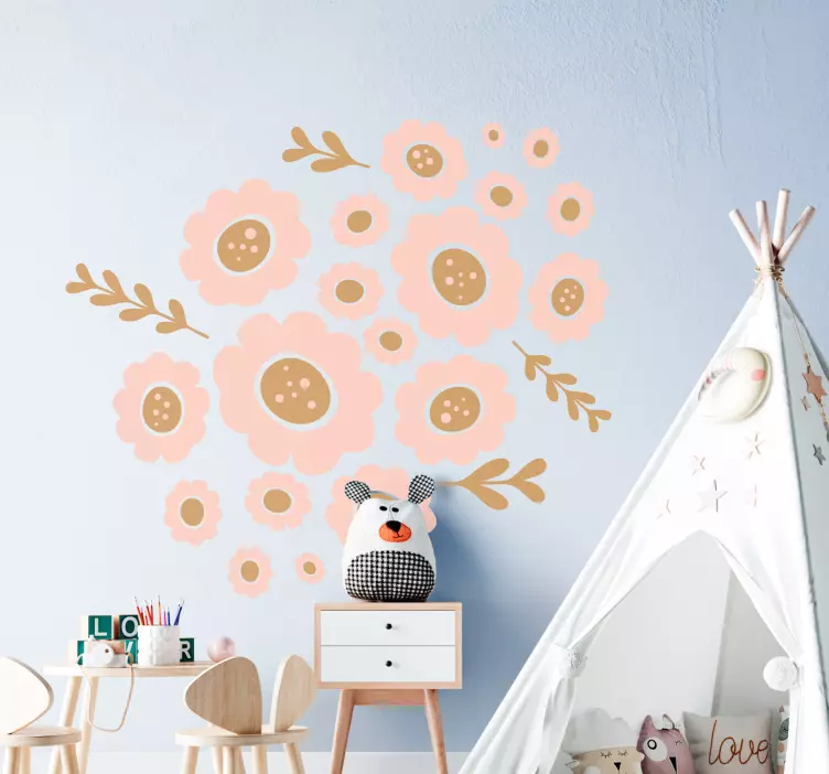 Charming flower cluster wall sticker for kids - TenStickers