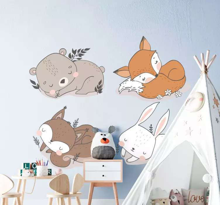 Delightful Animal Faces farm animal wall sticker - TenStickers